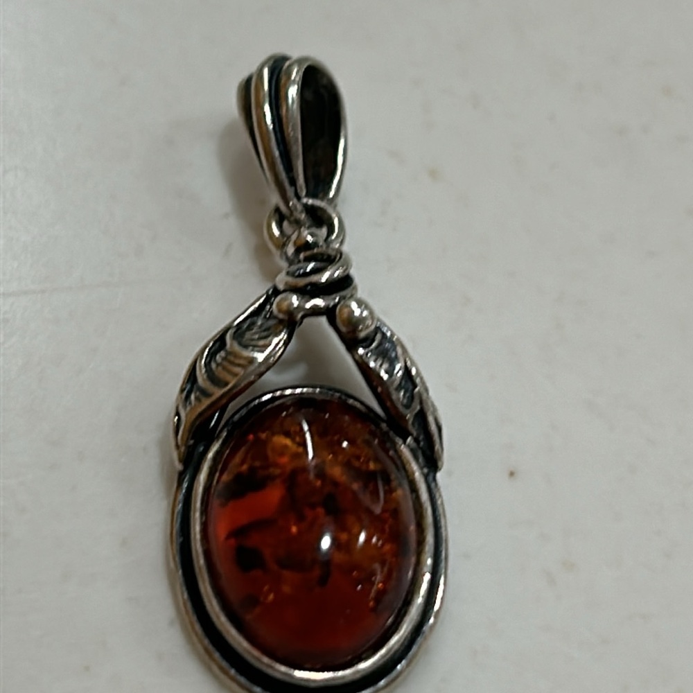 Vintage amber pendent with sterling silver - Picture 4 of 4